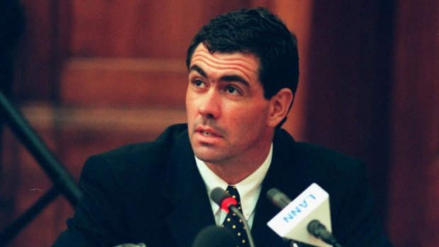 The late Hansie Cronje answering questions at the King Commission into match fixing in June 2000.