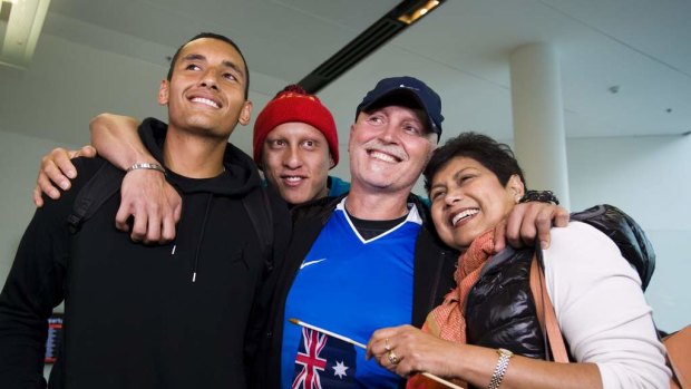 Nick Kyrgios with brother Christos, dad George and mum Norlaila.