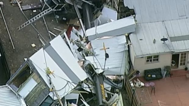 The crane collapsed on Schild Street in Yarraville. 