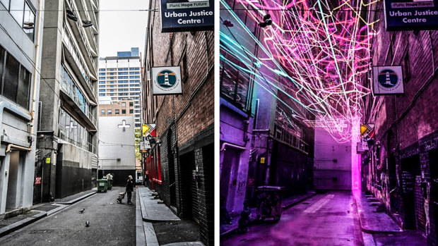 Westwood Place in the CBD will get a light installation as part of the project. A rendering of the design is pictured on the right.