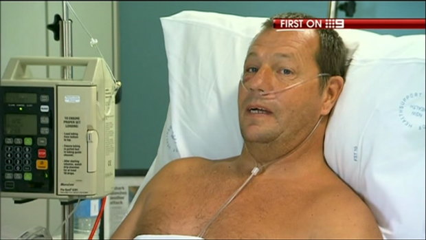 Dave Pearson, recovering in hospital after the shark attack. 