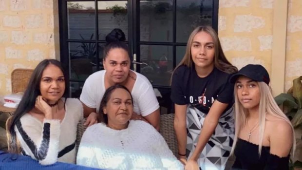 Donna Nelson (front, centre) with four of her daughters (from left) Kristal, Janelle, Taylor and Shontaye.