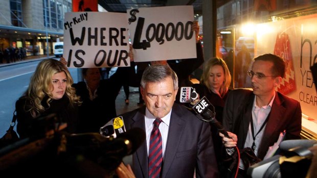 Former NSW Labor heavyweight Tony Kelly, pictured leaving the ICAC in 2011, made a surprise return to a party fundraiser on Sunday.