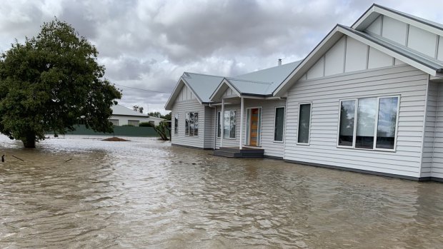 Homes in Birchip have been surrounded by floodwater, with more rain forecast for Friday. 