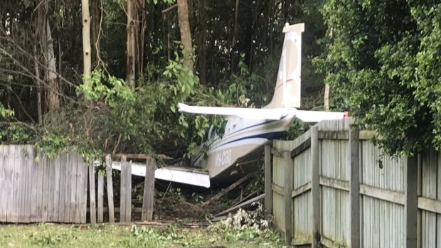 The pilot used the fence and treeline as a guide during his forced landing, according to first responders.