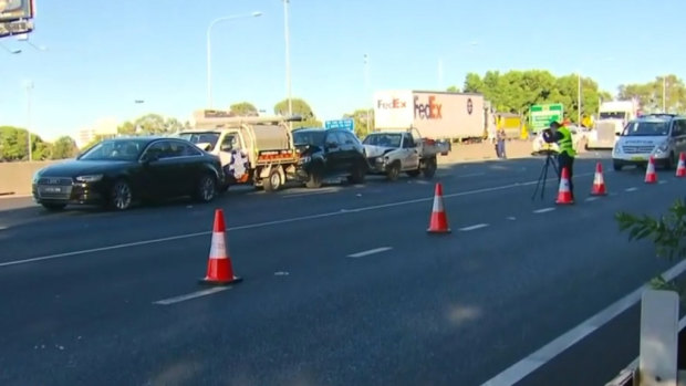 One person has died during a crash on the M4 at Mays Hill in Sydney's west.
