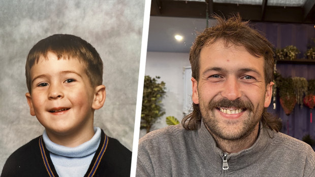 Family milestones. Kate Halfpenny’s son Jack as a prep and now as a 30-year-old.