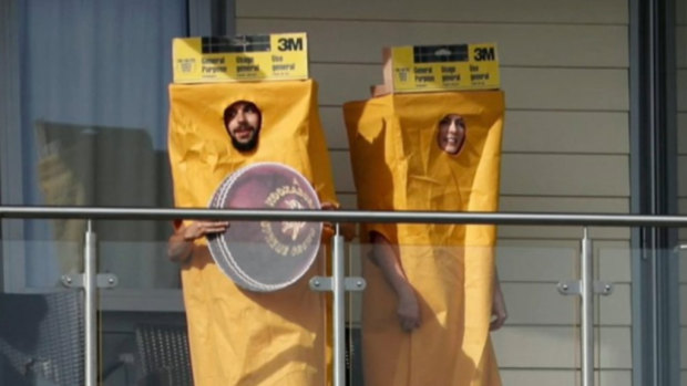 England fans have turned up to Australia's World Cup opener dressed as sandpaper, targeting David Warner and Steve Smith.