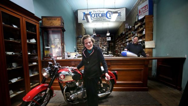 David Beanham and his mother Jean at Modak Motorcycles on Elizabeth Street in 2014. The business no longer operates a shop front.
