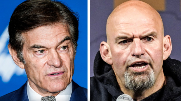 A debate, but with conditions.: Dr Mehmet Oz (left) and Pennsylvania’s Lieutenant Governor John Fetterman.