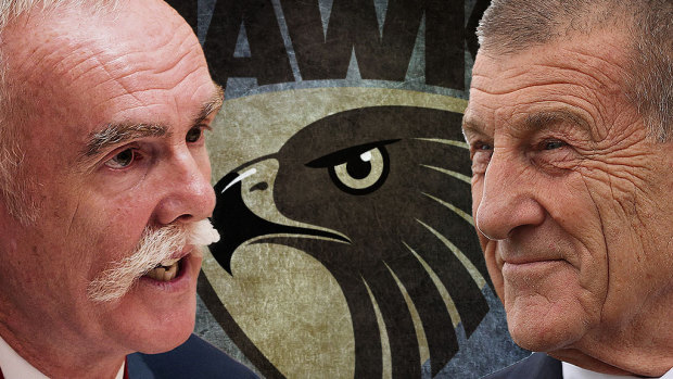 Former Australian Super boss Ian Silk and Hawks president Jeff Kennett.