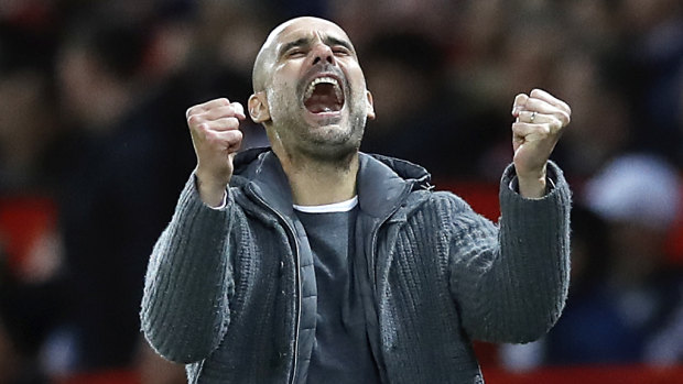 Manchester City manager Pep Guardiola's enjoys the moment.