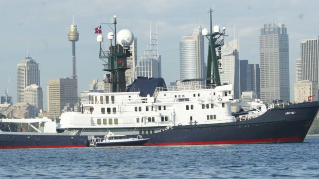 The Packer vessel Arctic P moored near Taronga Zoo, Sydney Harbour, in 2006. 