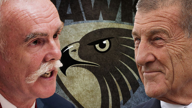 Former Australian Super boss Ian Silk and Hawks president Jeff Kennett.