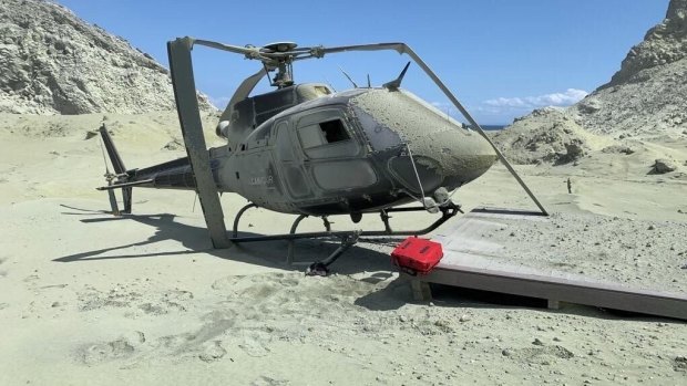 The helicopter destroyed by the White Island eruption  (stuff.co.nz).