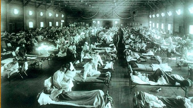 A Spanish flu military hospital camp in Funston, Kansas.

