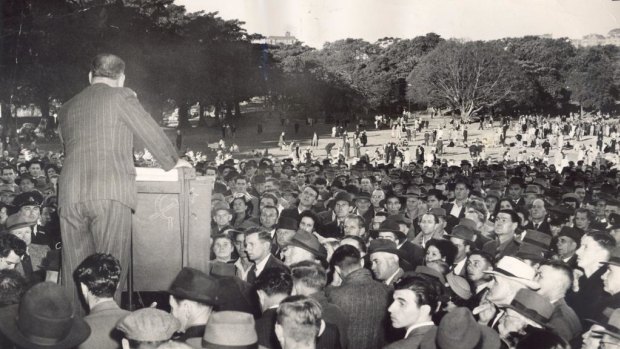 Speakers' Corner attracted huge crowds to The Domain back in 1949.