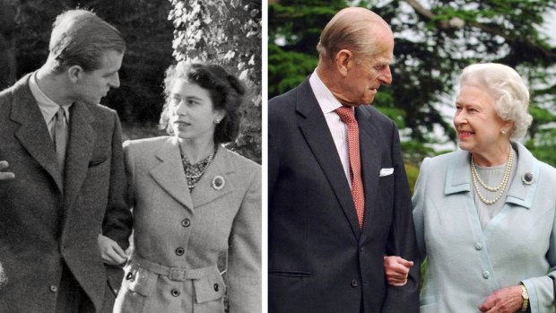 The Queen and Prince Philip, pictured in 2007, recreate a photo from earlier in their marriage.