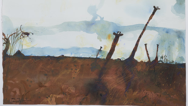 John Olsen’s Giraffes & Wet Season was the most prized artwork up for sale.