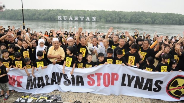 Anti-Lynas protestors in Malaysia in 2013. 
