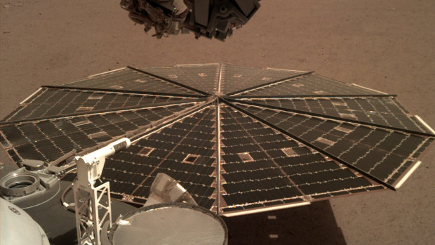 A view from the arm-mounted camera on the InSight Mars lander. The spacecraft arrived on the planet on November 26. 