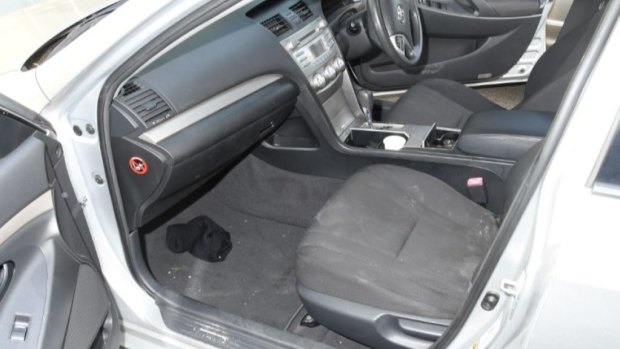 Police discovered a black balaclava in the passenger side footwell of a Toyota Aurion.