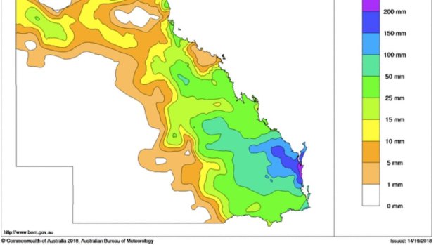 Bureau of Meteorology weekly rainfall map shows where rain fell in Queensland's drought-declared areas until October 15.