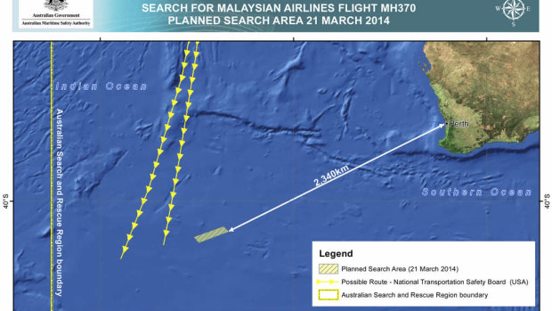 An area in the southern Indian Ocean where the Australian Maritime Safety Authority concentrated its search for MH370.