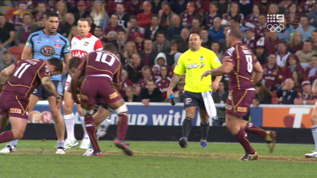 Nate Myles caused plenty of damage in the Origin arena, not least when leading into tackles with his large head.