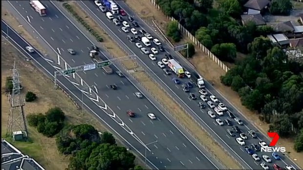 Traffic is building on the Monash following the horror crash. 