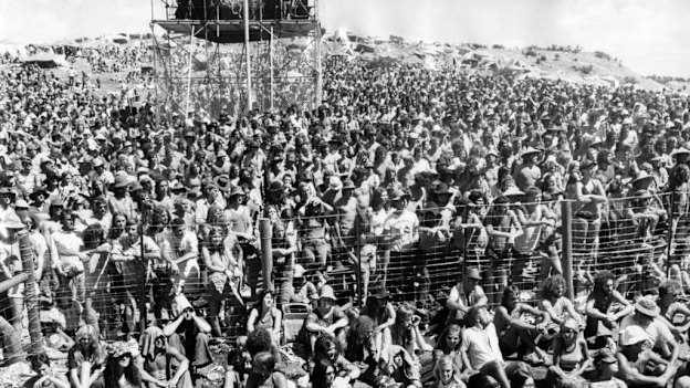 About 30,000 people attended the Sunbury Pop Festival in January 1974.