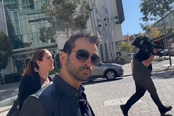Lucas Martins Da Silva leaves Perth Magistrate’s Court after pleading guilty to dangerous driving causing death.