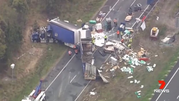Truck rollover closes Bruce Highway northbound