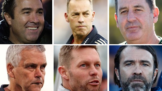 Brad Scott, Alastair Clarkson, Ross Lyon, Mark Williams, Sam Mitchell and Chris Scott.
