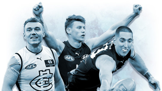 Patrick Cripps, Sam Walsh and Jacob Weitering.