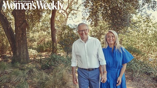 Prime Minister Anthony Albanese  and his fiancee Jodie Heydon in a photograph from the Australian’s Womens Weekly  