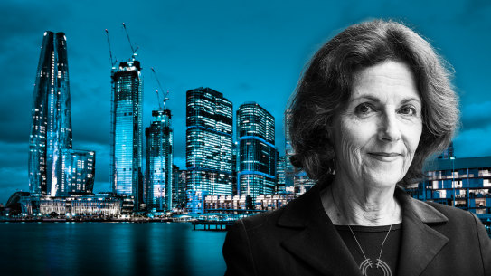 Helen Lochhead and Barangaroo skyline.