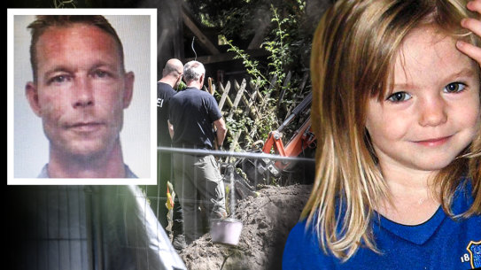 The German suspect, the dig site and Madeleine McCann who was taken from her hotel room in Portugal.