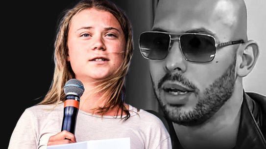 Greta Thunberg and Andrew Tate composite.
