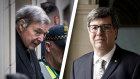 Waiting: George Pell, left, and Mark Weinberg, the dissenting judge in his failed appeal.