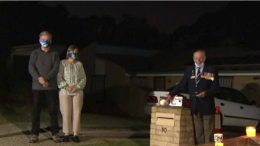 World War II veteran Jack McCrae hosted a socially-distanced driveway ceremony.