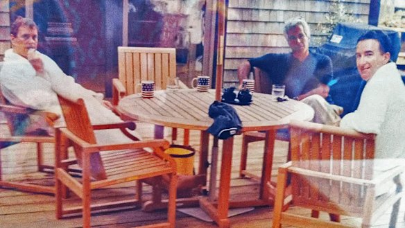 Mountbatten-Windsor (left) and former UK ambassador to the US Peter Mandelson (right) pictured with Jeffrey Epstein in an undated image from recently released Justice Department files.