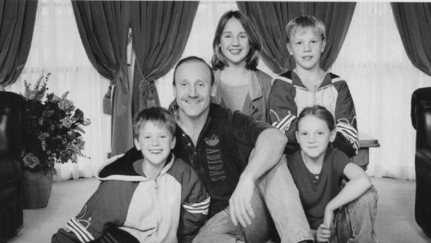 Gary Ablett snr and his children Gary jnr, 11, Natasha, 13, Nathan, 10, and Alisha, 8.