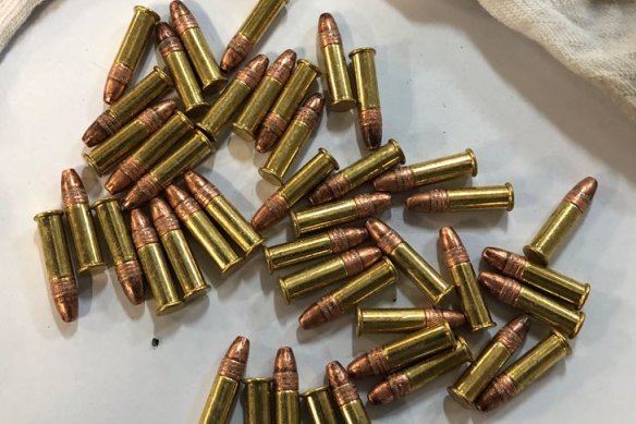 A supply of .22 calibre ammunition was also found, police say. 
