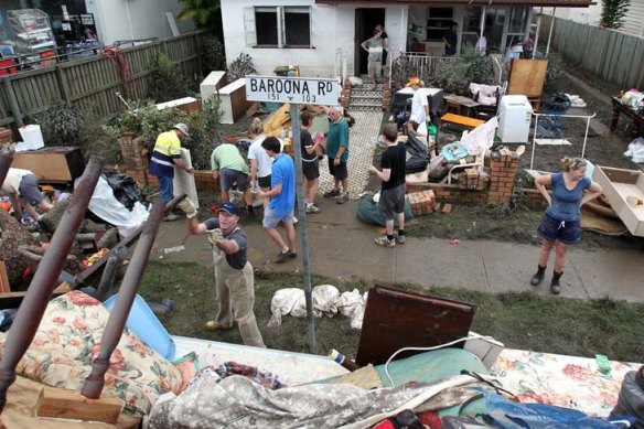 The clean-up in Rosalie, Brisbane, after the 2011 flood. 