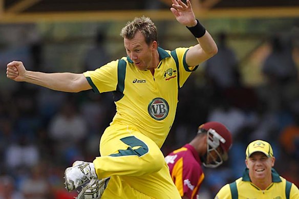 Brett Lee jumping for joy: a familiar sight throughout the 2000s.