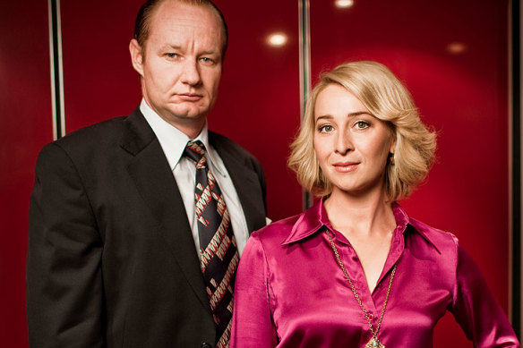 Paper Giants: Rob Carlton as Kerry Packer and Asher Keddie as Ita Buttrose in the TV mini-series.