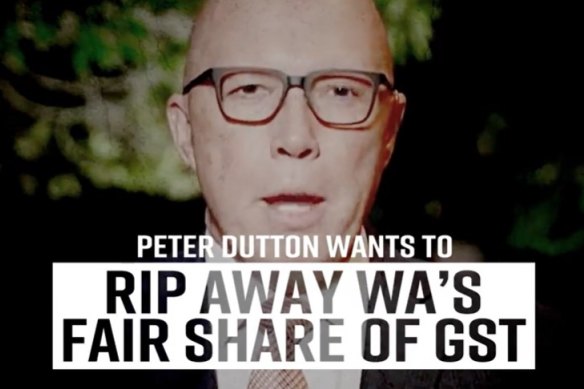 A new Labor attack ad features high-profile Liberals claiming Peter Dutton opposes WA’s GST deal.