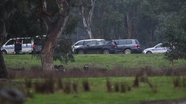 Police at the campground in Barnawartha North. 