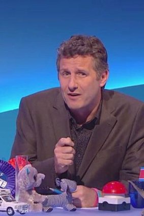 Adam Hills on the set of his British TV show <i>The Last Leg</i>.